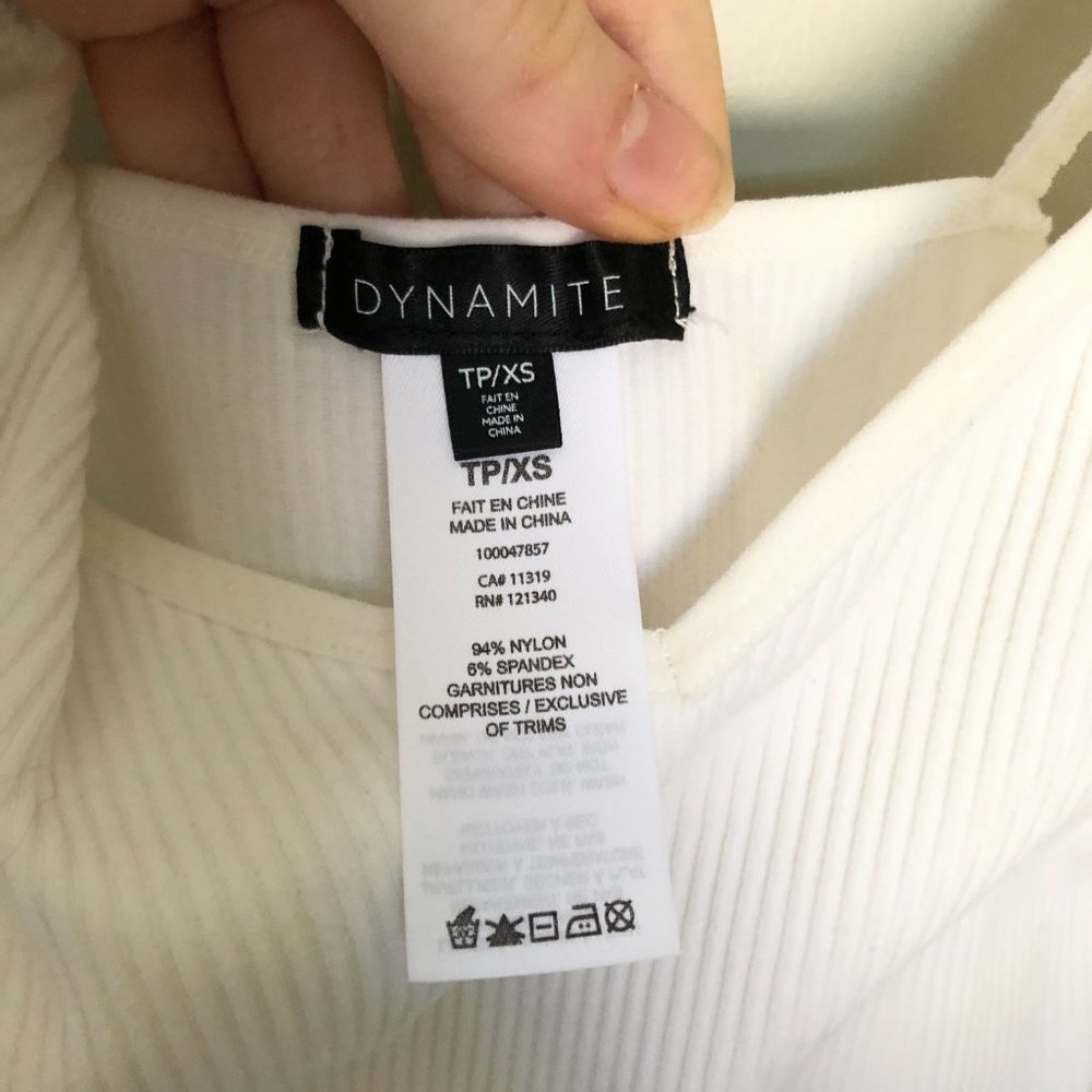 Dynamite White Ribbed BodySuit - Picture 7 of 7